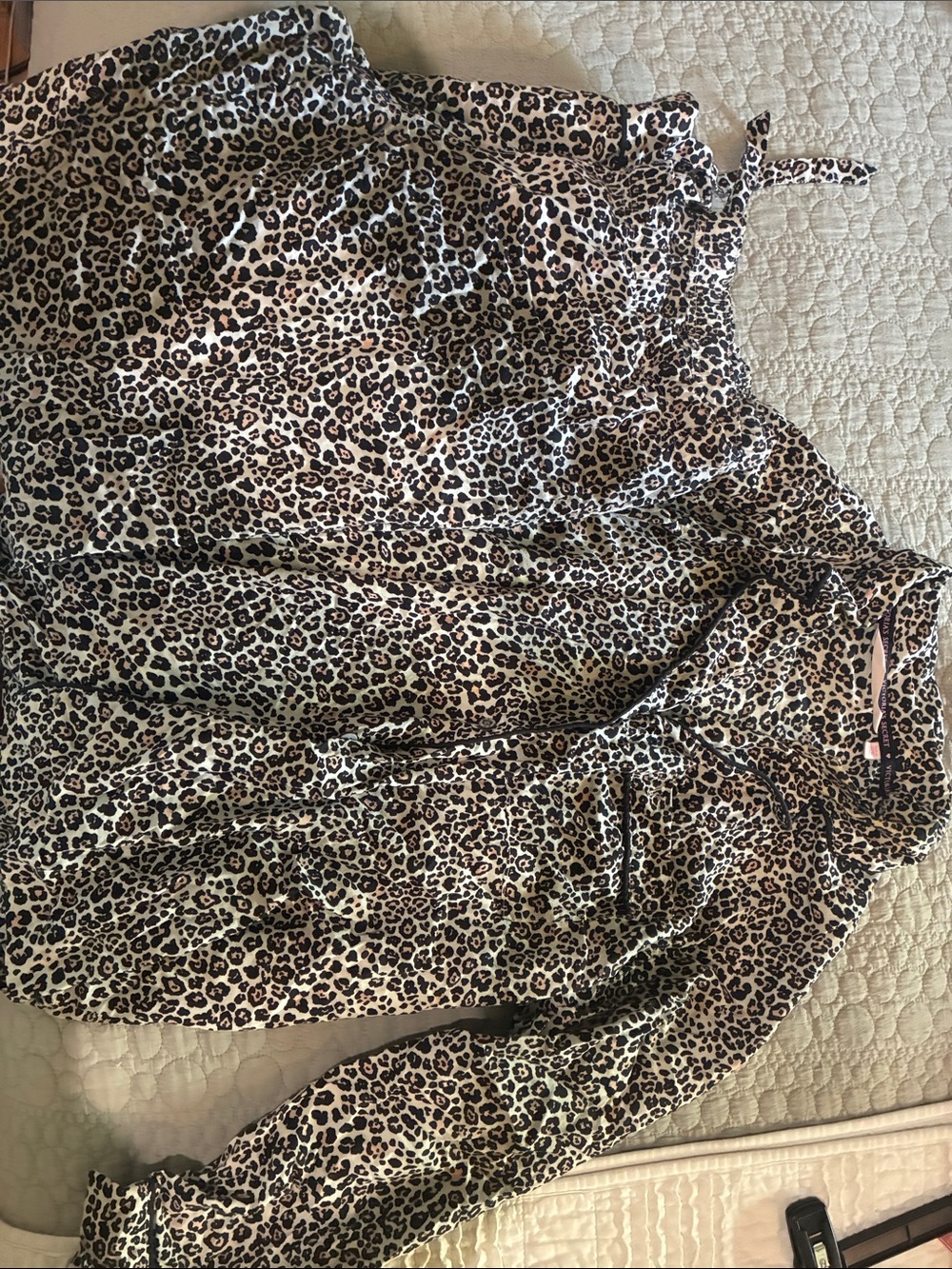 Victoria's Secret Leopard Print Satin Pajama Set - Black, Tan